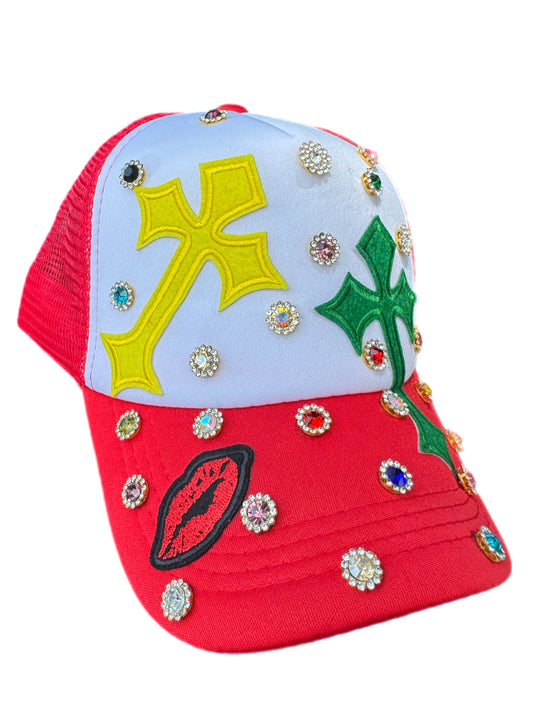 Rhinestone Cross Trucker Hat